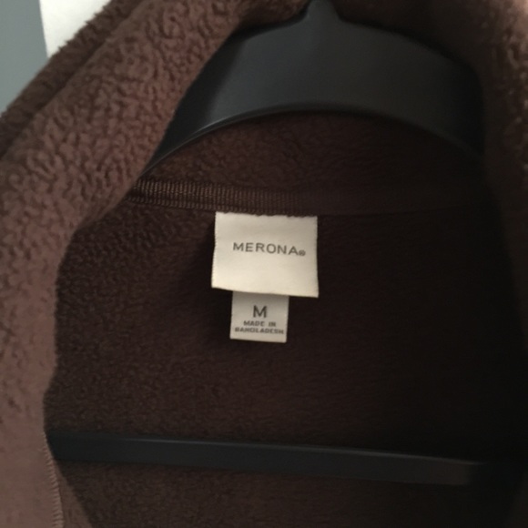 🛍Merona- Target Fleece Jacket Brown Sz M  Pockets - Picture 3 of 3
